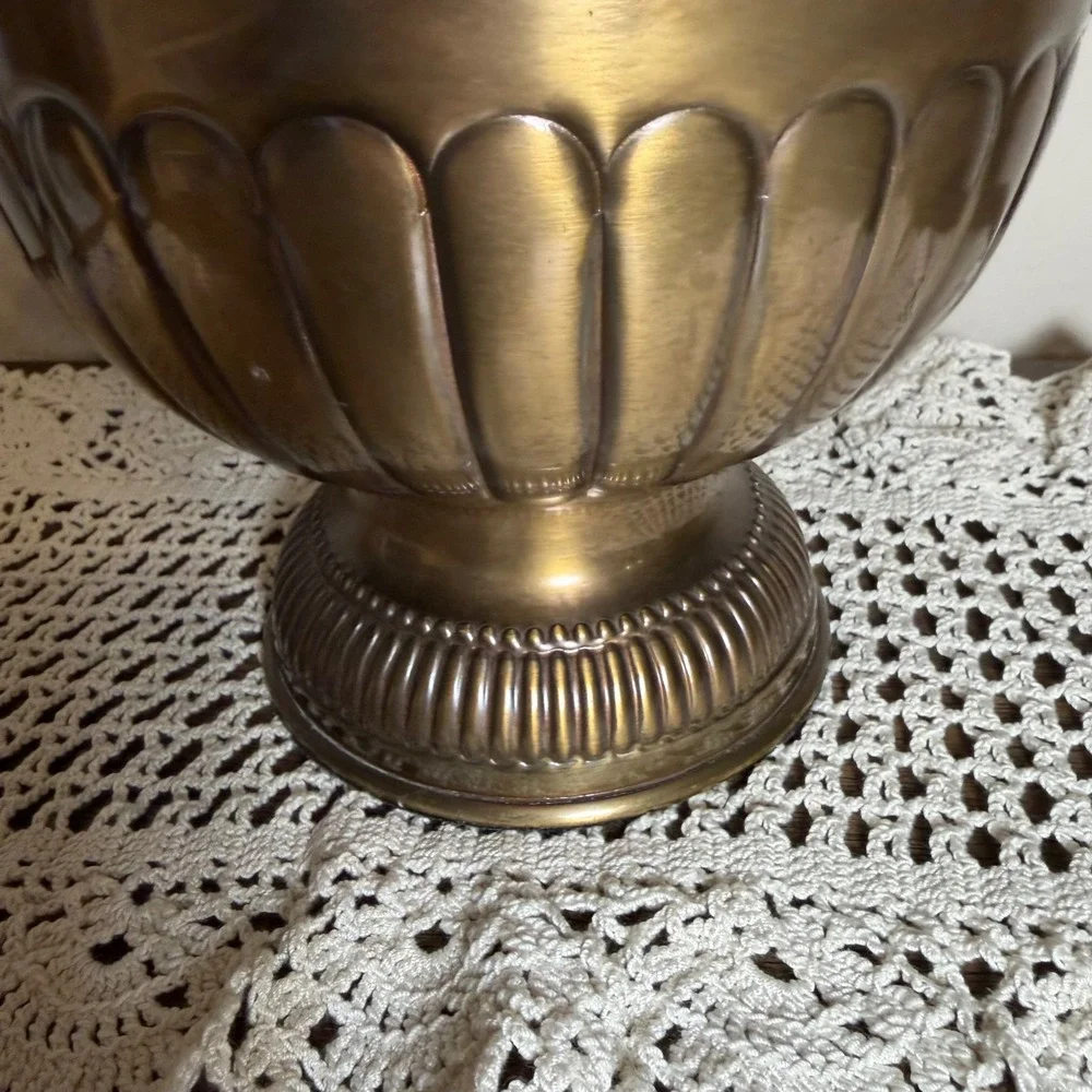 Decorative Crafts Inc Brass Urn Covered Vessel Hand Crafted India Ornate Footed